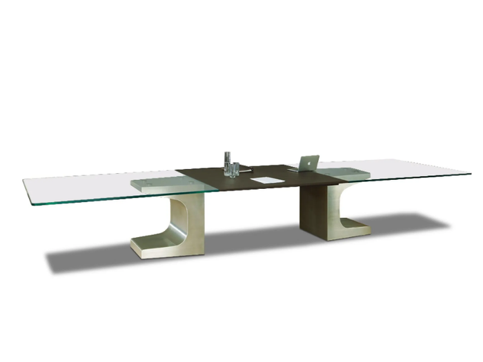 NIEMEYER - Rectangular glass meeting table with cable management _ ESTEL GROUP